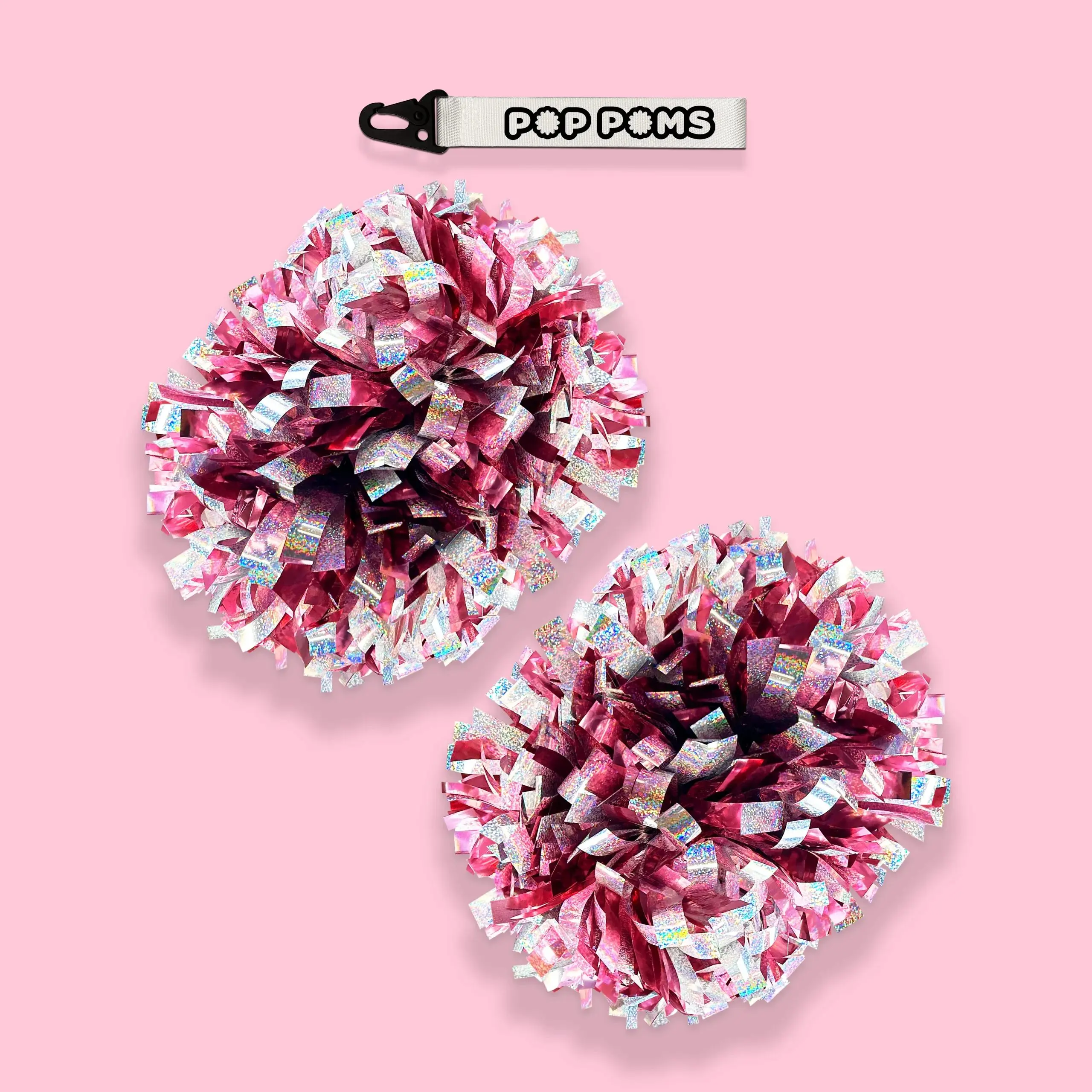 Blush Pink Silver Sparkle Holographic 6" Pop Poms