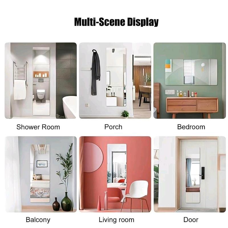 Durable and Decorative Acrylic Square Mirror Wall Stickers for Room and Office Decor, Set Smooth and easy to install/ remove, Installation Removable 7