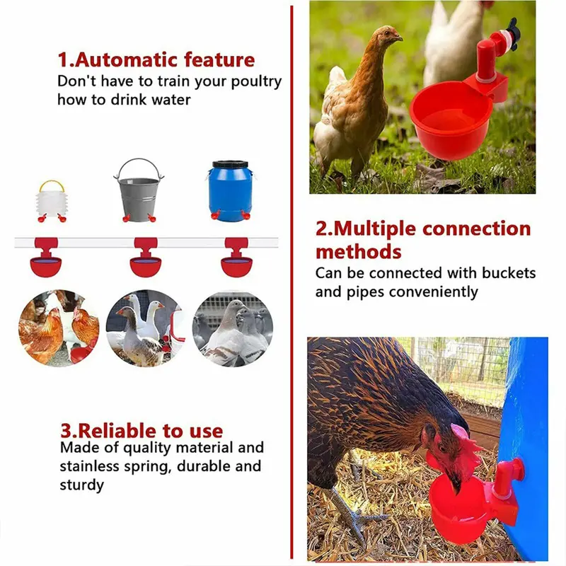 1PC Automatic Chicken Water Cup Waterer Poultry Drinking Bowl Feeder Drinker Tool 5