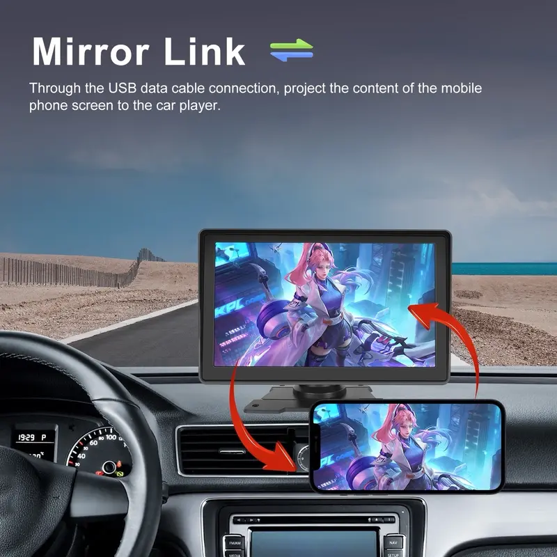 7 INCH PORTABLE WIRELESS APPLE CARPLAY ~ ANDROID AUTO BT FM 10 3