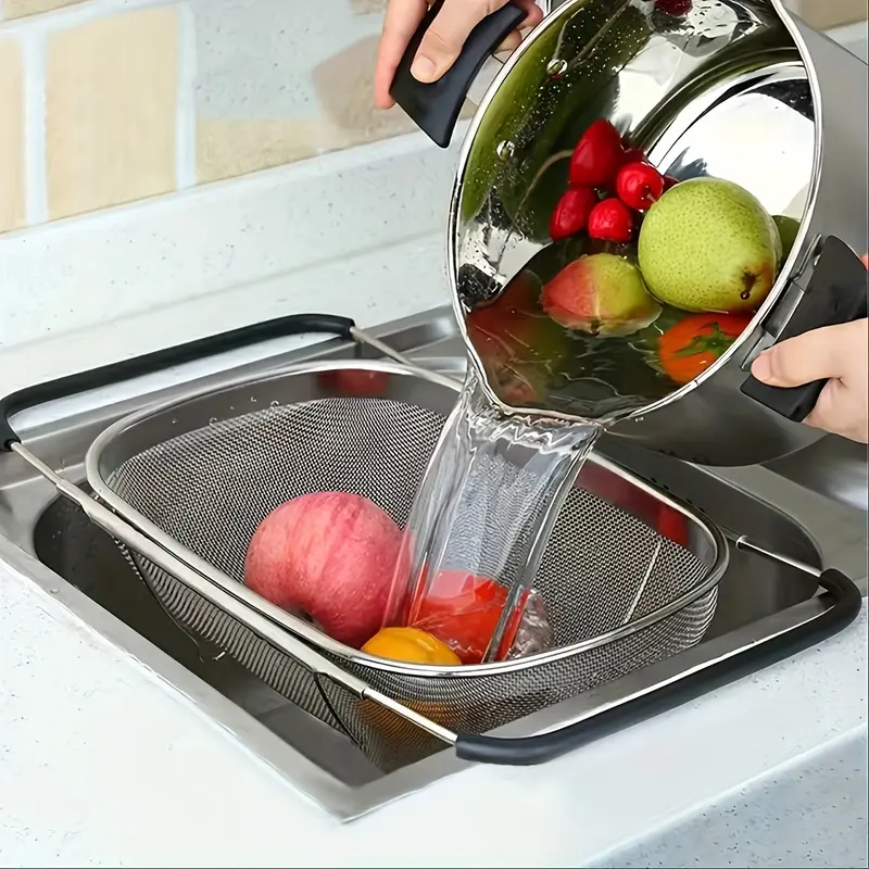 Stainless Steel Fine Mesh Strainer and Drainage Basket for Vegetable Filtering - Kitchen Essential, Food-Safe, Filtering Vegetables 8