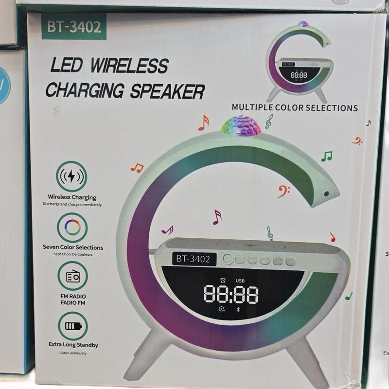BT-3402 Mart G-Shaped LED Light Wireless Speaker with Digital Alarm Clock and Radio - Audio Smartphone 1