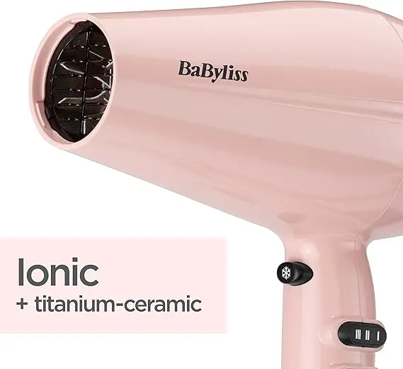 BaByliss Rose Blush 2200W Hair Dryer, Powerful drying, Ionic, lightweight hair dryer, Pink 7