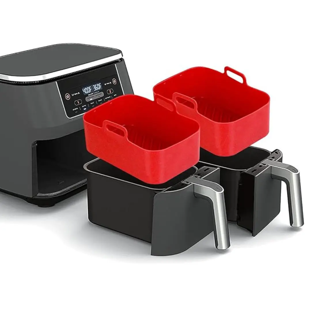 ONESAVE 2pcs Silicone Pot Air Fryer Liners - Reusable Double Silicone Air Fryer Liner, Air Fryer Accessories Air Fryer Basket for Air Fryer, Oven, and Microwave - 2PCS plastic free