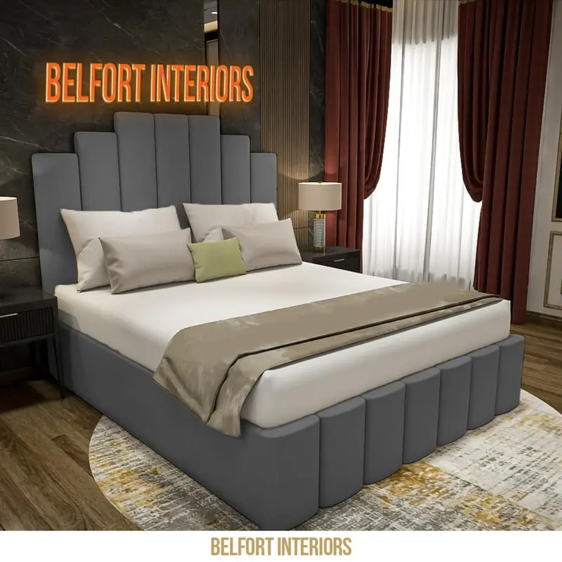SKYLINE LUXURY OTTOMAN STORAGE PLUSH FABRIC BED FRAME- 3 colours 6