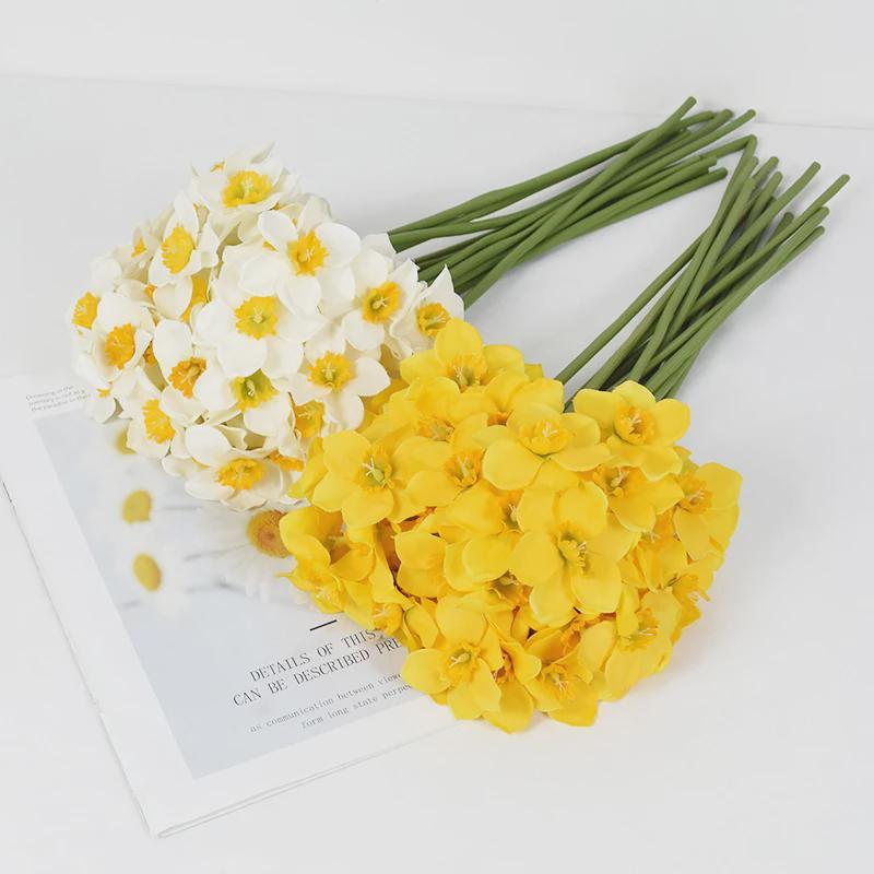 6pcs Artificial Narcissus Flower Bouquet Home Garden Room Desktop Fake Flower Decoration Wedding Festival Party Daffodil Decor Decorative Fruit 0