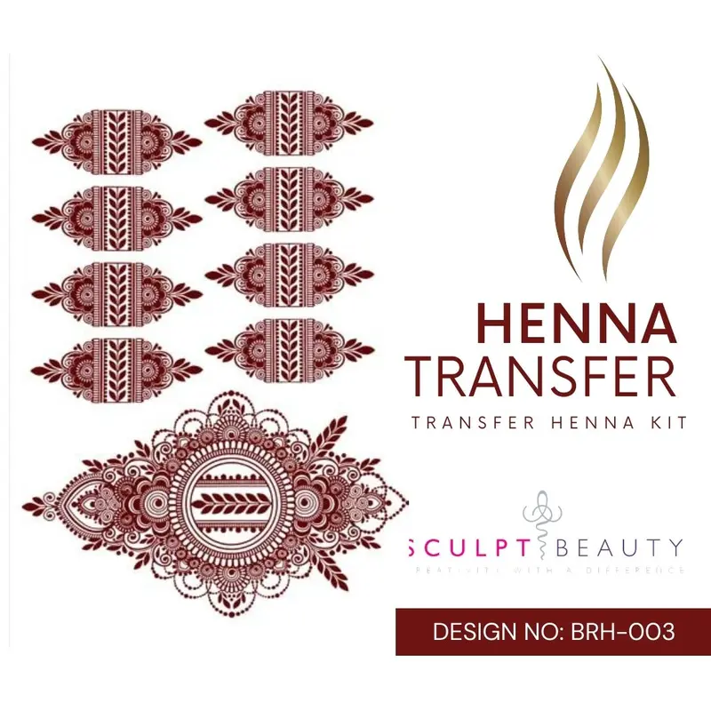 Temporary Henna Transfer Sticker Tattoo - double design henna tattoo cone 3