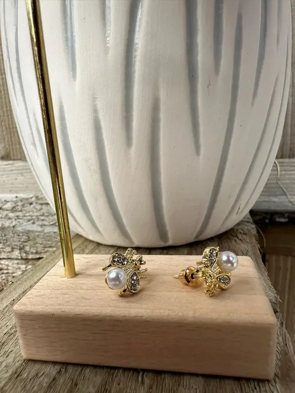 Gold Pearl Stud Earrings Tiny & Cute, Sturdy Studded Beautiful Crafted Jewellery, Accessorize with everyday or office wear outfits Cute jewellery Anniversary Auspicious Daily Wedding Engagement 7