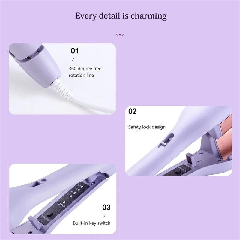 French wave curling iron,romantic French egg roll curling iron, water rippleegg roll 32MM French V-shaped curling iron, 4-speed temperature adjustment, fast heatingadjustable temperature, suitable for any hairstylehair type Comfort 7