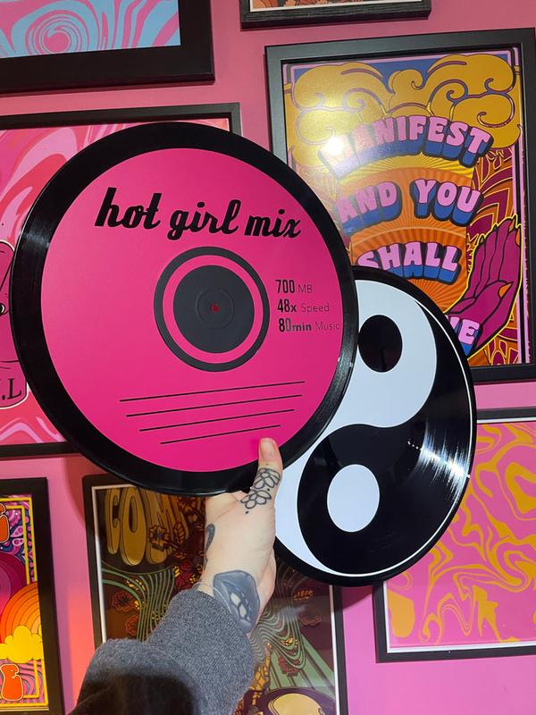 CD disk style hot girl mix upcycled vintage 12" LP vinyl record home decor 3