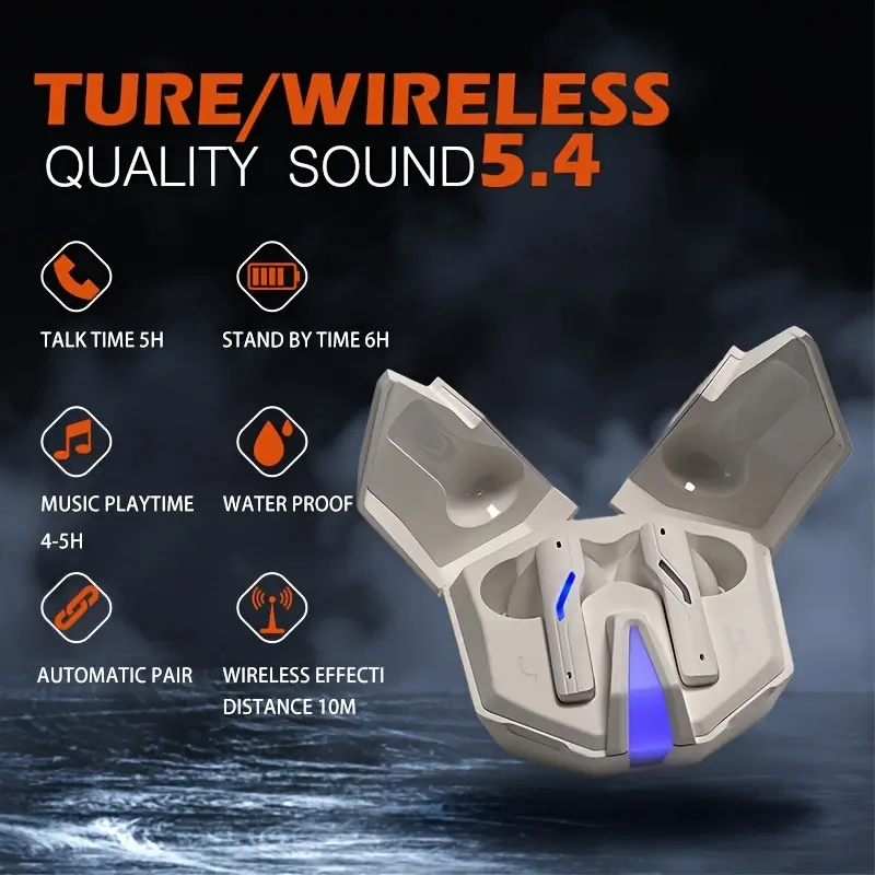 1 Pair Wireless In-Ear Headphones with Active Noise Cancellation, Touch Control, Type-C Charging, 300mAh Rechargeable Battery, Non-Waterproof, Emergency Light, Compatible with Music Apps & Games - Mirror Headphones 7