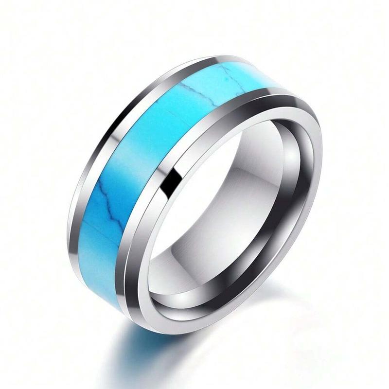 8mm Turquoise Ring, Couple Engagement Ring, Party Jewelry Holiday Gift 5