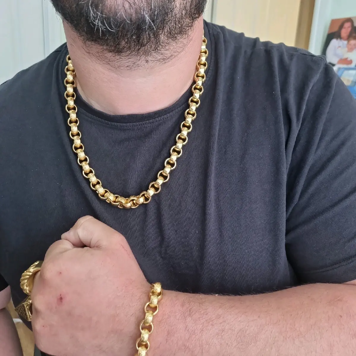 XXL gypsy belcher 18k gold plated gold or silver