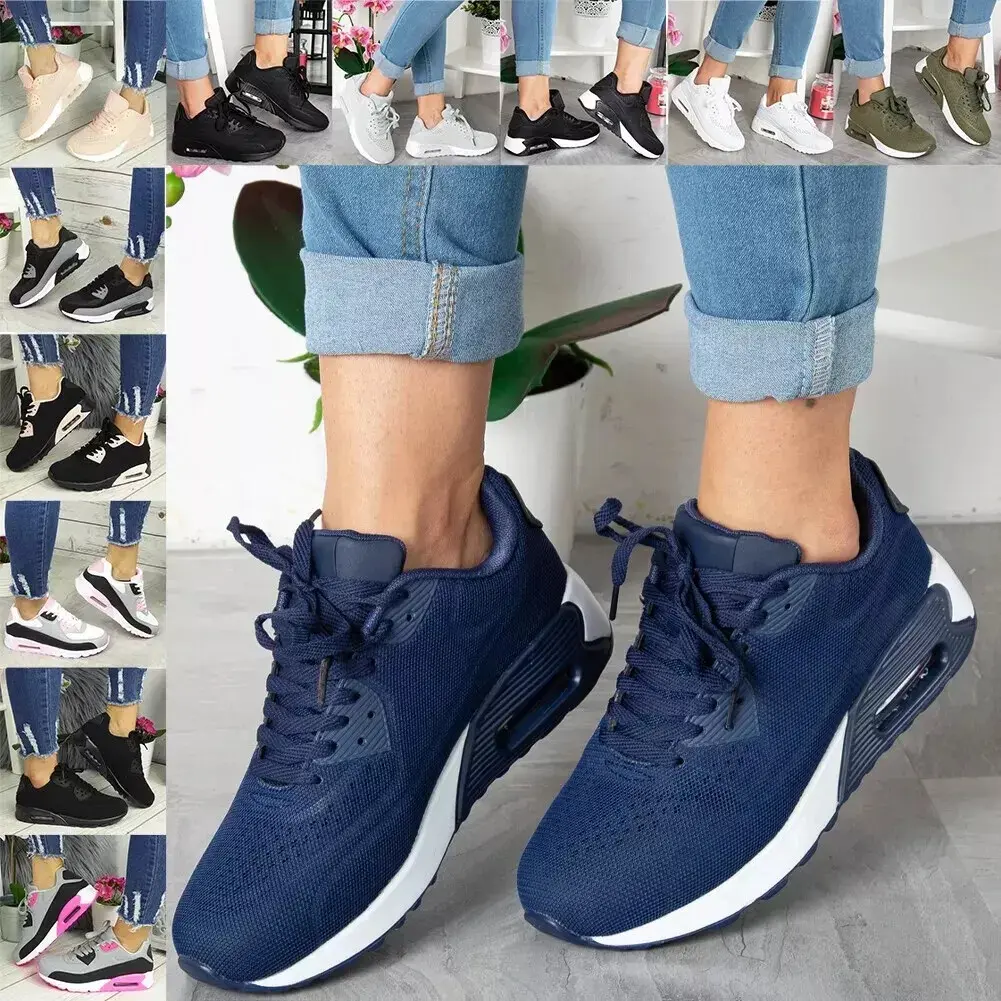 YG-45 Womens Gym Fitness Lace Up Flat Comfy Running Sports Trainers