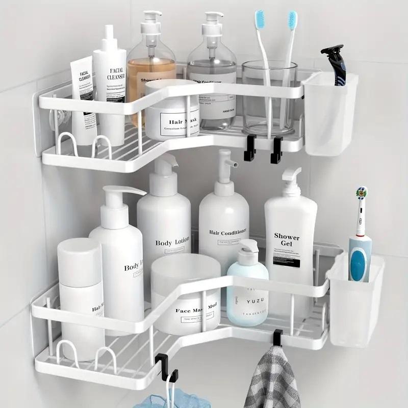 Dual Pack No-Drill Corner Shower Caddy - Rust-Free, Adhesive Mount Storage for Bathroom Bliss! 2