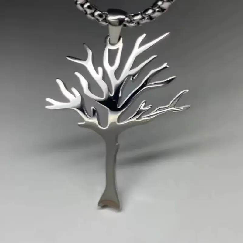 New Hip-Hop Style Stainless Steel Tree of Life Pendant Necklace for Men and Women - Poison Tree Design 4