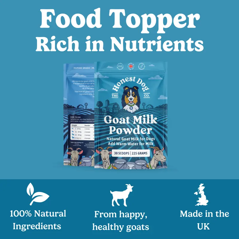 Goats Milk Powder for Dogs (225 Grams, 30 servings) - Rich in Protein and Calcium- For Puppies and Adults - Powdered Goats Milk - Made in the UK 1