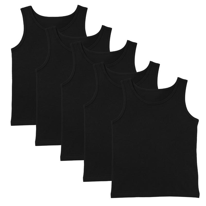 Boys 5 Pack Vests Underwear Sleeveless Kids 100% Cotton White Size 4-13 Years 1