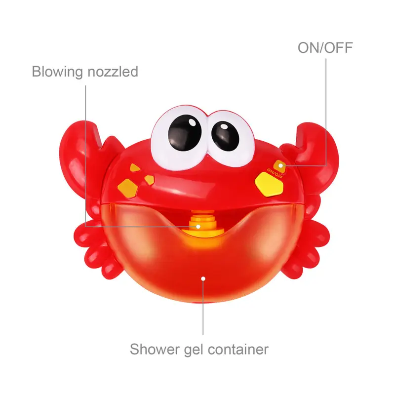 1 Piece Crab Shape Bubble Maker Toy with Suction Cup, Singing Bubble Blower Kids Toys Bubbling Bath Toys, Nursery Musical Crab for Baby Boys and Girls, Fun Shower Toys for Unisex Baby 4