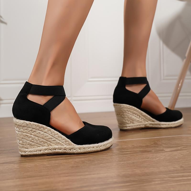 Product Introduction of Women's Wedge Heeled, Casual Elastic Band Summer Shoes, Comfortable Espadrille 4
