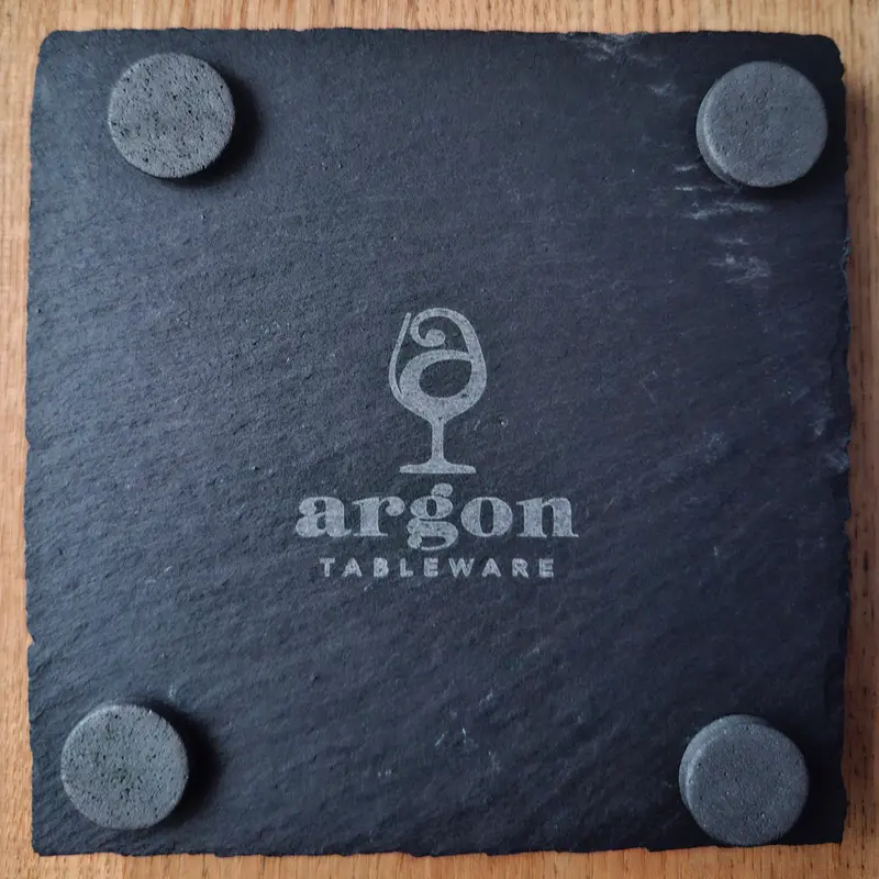 Laser Engraved Slate Coaster with Black Pads on Bottom - 10cm x 10cm - Tableware Tableware 1