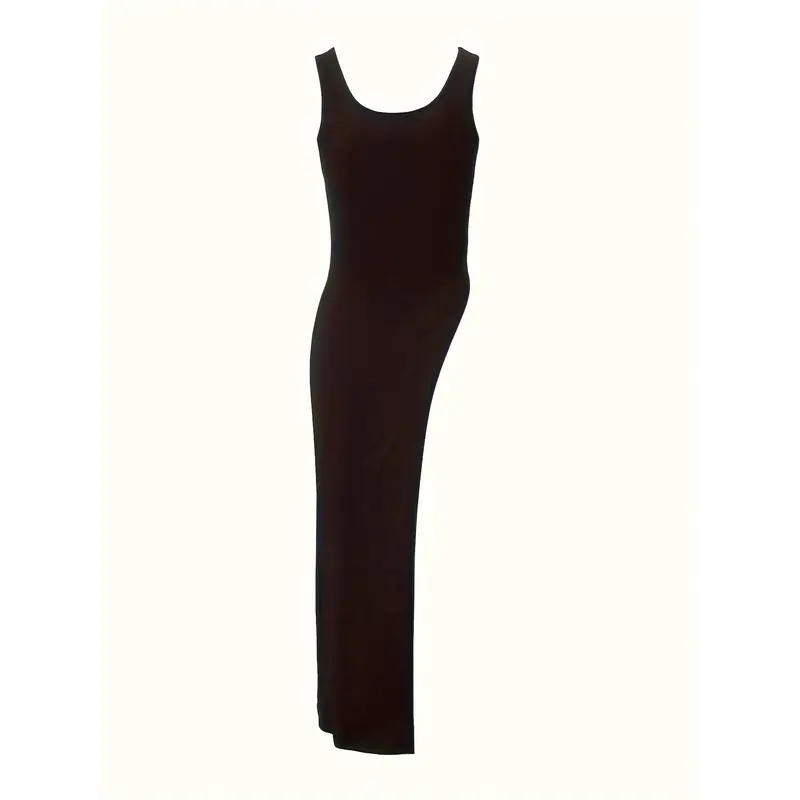Solid Color Scoop Neck Top, Sexy Asymmetrical Hem Sleeveless Top For Spring & Summer, Women's Clothing 1