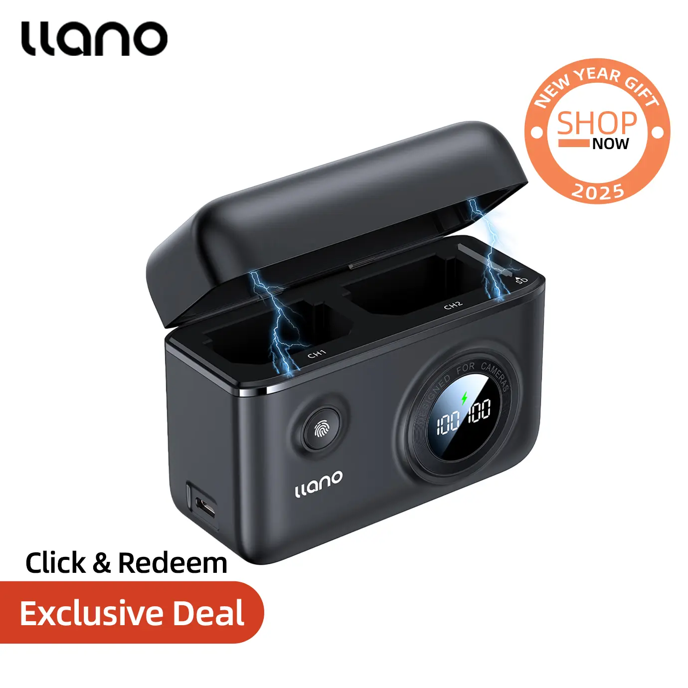 llano Camera Battery Charger,Smart Display, Magnetic Cover,High Speed,LCD,SD card slot,Camera,Smartphone,Christmas Gift,Gift for Him,Boxing Day Deals