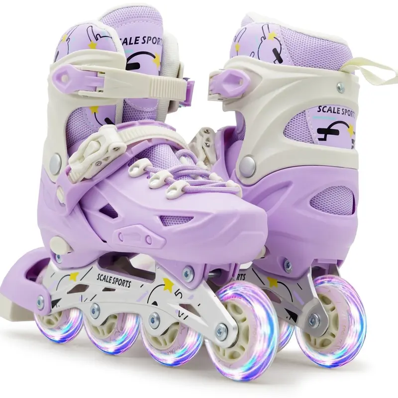 Scale Sports - Adjustuble Roller Skates with light up wheels for children and adults - Kids Inline Roller boots with storage bag for toddler, Roller blades for girls, boys, professional and beginner. 1