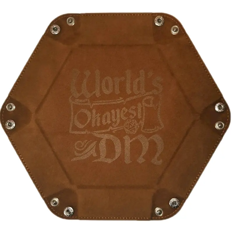 dungeons and dragons world's okayest dm dice tray laser engraved personalised tablettop game accessory rpg 0