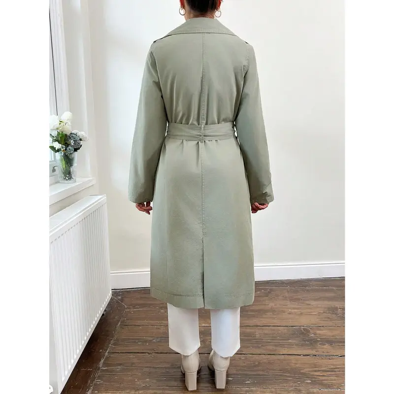 ​ Women's TopsLapel Neck Double Breasted Belted Trench Coat[S30] Womenswear Jackets Tops Outerwear Comfort Fitted Basic Green Long Sleeve Minimalist coat women springspring coats cozy coats womens coats tops for women plain simple jackets & coats princess 2