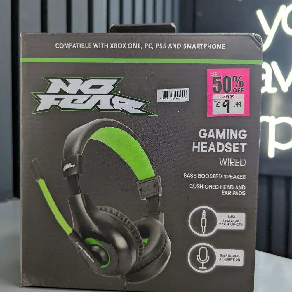 No Fear Gaming Headset with Wired Bass Boosted and Cushioned Head and Ear Pads for Audio and Video Devices - Headphone