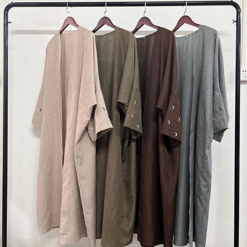 Premium Linen Abaya with Butterfly Style And Moon Embroidery 0