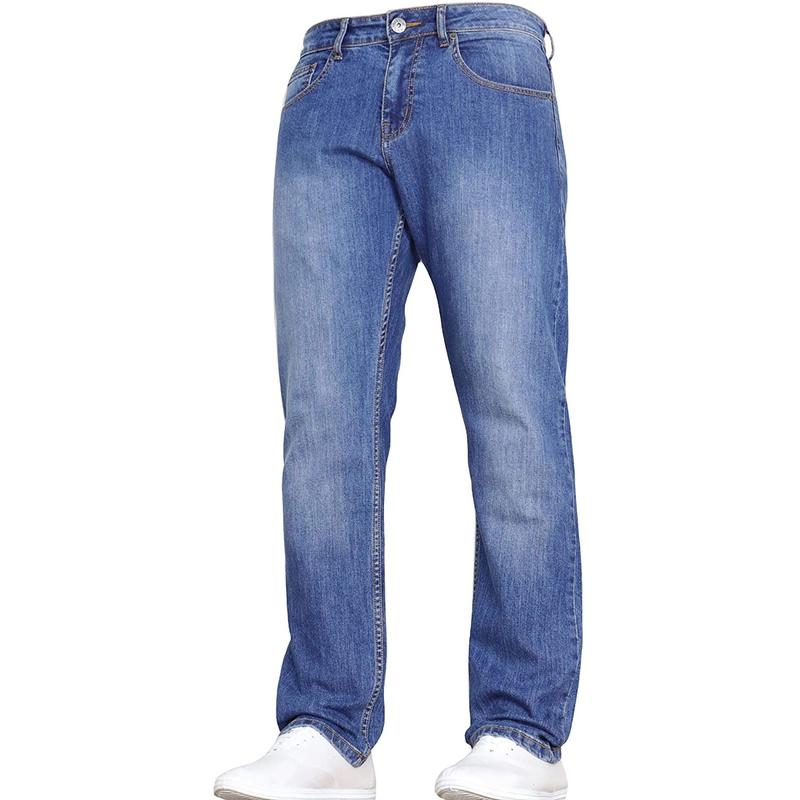 Mens Stretch Jeans Casual Work Slim Fit Straight Leg Denim Spandex Regular Big Tall All Waists 30 to 46 Menswear Pocket 4