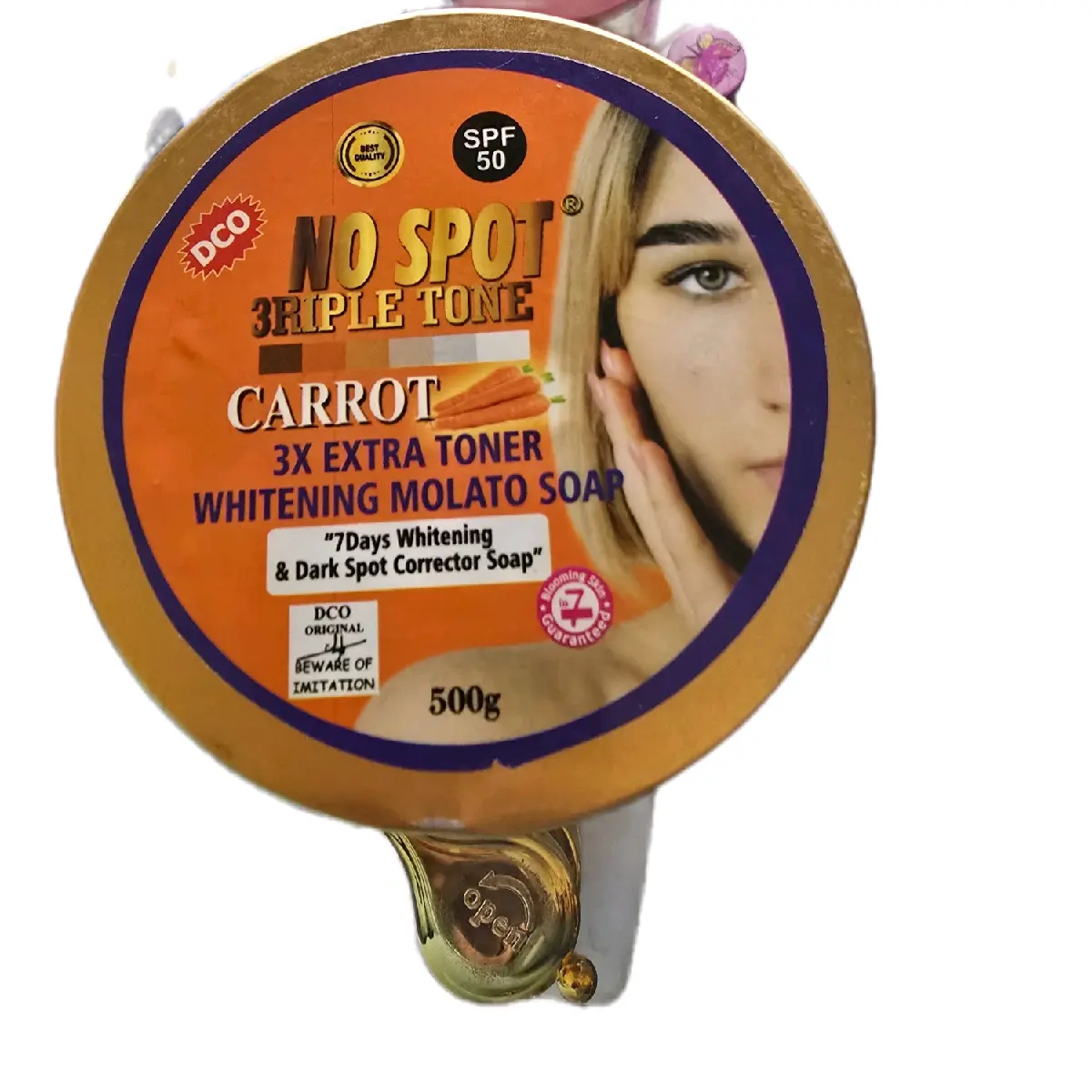No Spot 3riple Tone ,Carrot, 3X Extra Toner , Whitening  Molato  Soap ,SPF50 ,7days Whitening  and Dark Spot Corrector Soap.