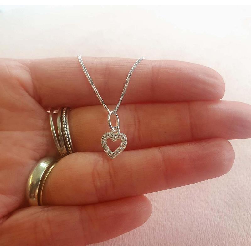 Mother of the Bride Heart Necklace with Cubic Zirconia in Sterling Silver 925, Personalised Jewellery Gift 2