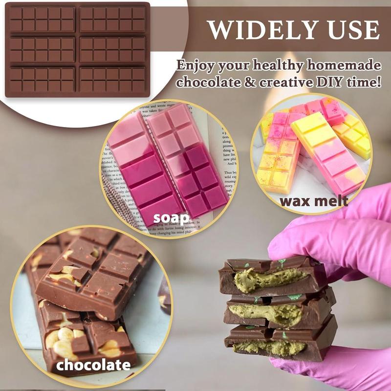 Silicone Chocolate Bar Mould Rectangle Sectional Snap Bar Wax Melts Candy Mold Birthday Flexible 8