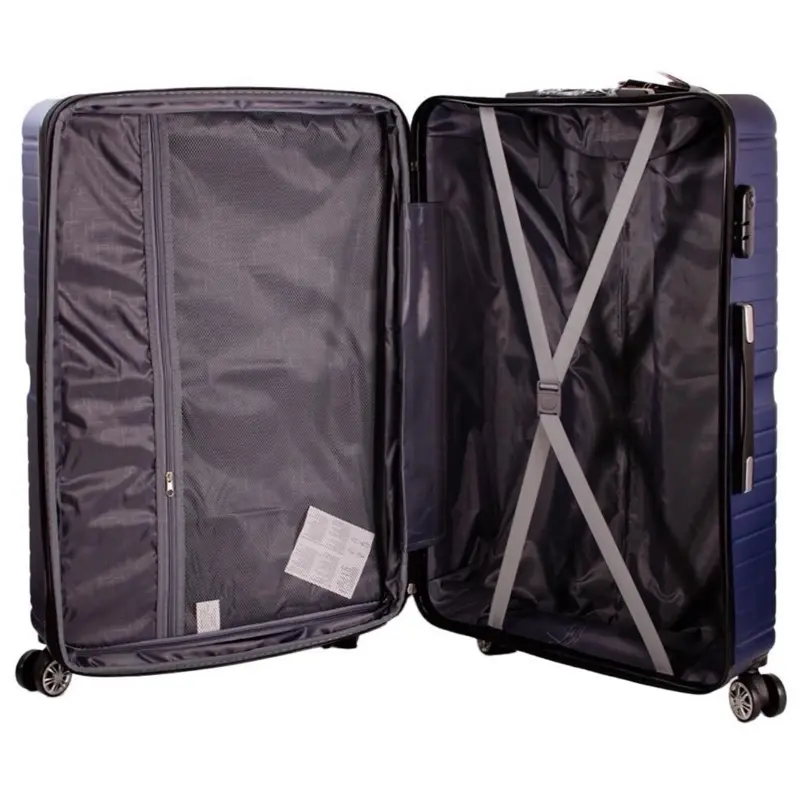 [M&S Bags Ltd] EXPANDABLE-Hard Shell Abs Luggage Suitcase-3pcs Set- colour Navy Blue-Curved Design-Sizes 20” 26” 28”-Lightweight-Expandable-Standard Lock-360 wheels Rotations-Detachable Wheels 2