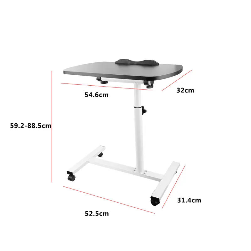 Adjustable Overbed Table Over Hospital Bed Tray with Wheels for Home Use or Medical - Grey  bed tray with wheels Overbed table for home use Bedside tray overbed tray Overbed table for patients Portable medical tray table 1