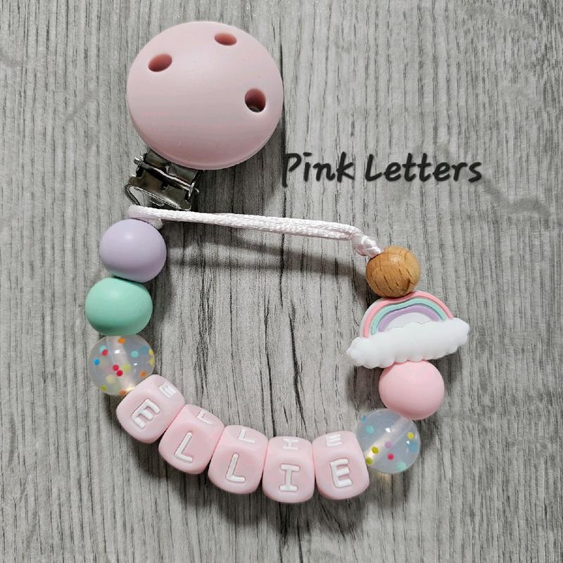 Personalised Rainbow Dummy Clip for Baby Girl 3