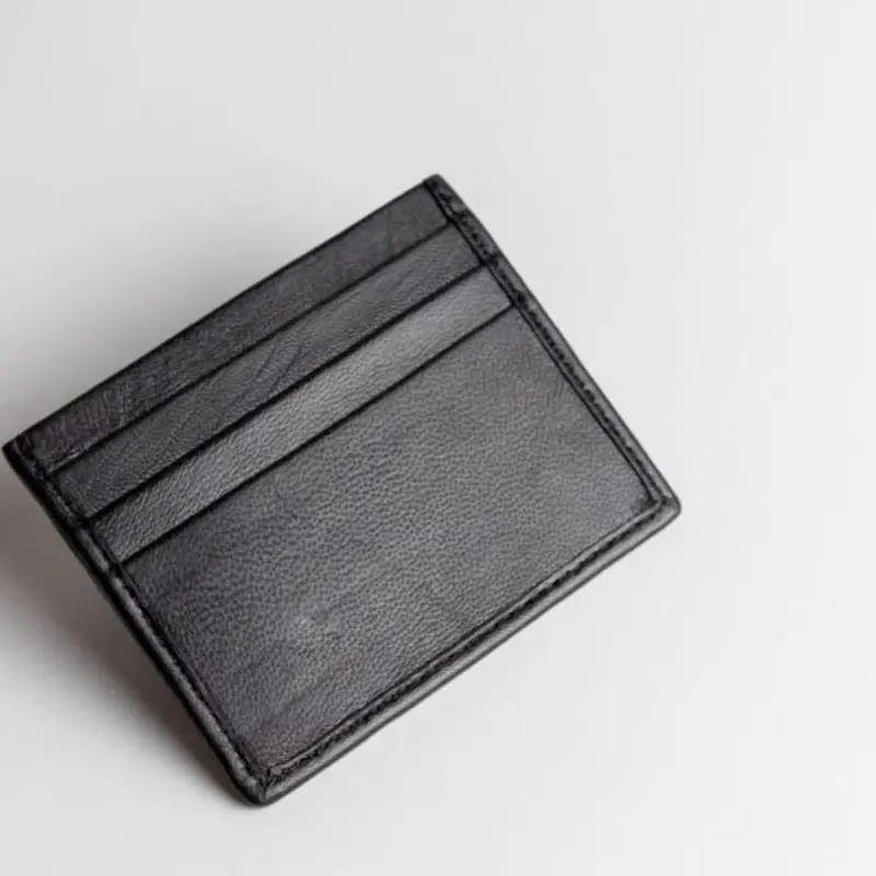 RFID Safe Minimalist Slim Real Leather Credit Card Holder with 7 Card Holders