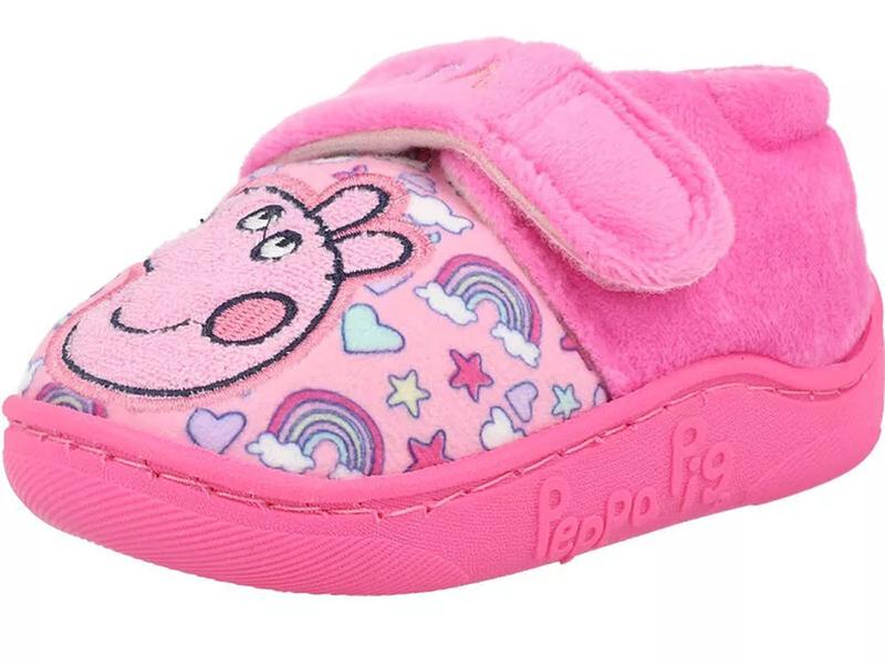 PEPPA PIG GIRLS OFFICIAL PINK EASY CLOSE NOVELTY SLIPPERS HARD SOLE UK SIZE 5-10 2