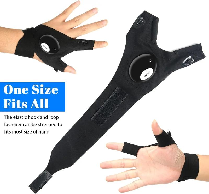LED Half Finger Gloves for Men Women - Waterproof Night Fishing Bait Cycling Running Flashlight Durable Fingerless Gloves 3