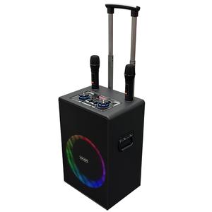Ven-Dens Large Party Speaker with 2 Wireless Mics, Rechargeable Battery, RGB Lights, Trolley Wheels, Karaoke Mode and Classic Vintage Design - Smartphone, Audio
