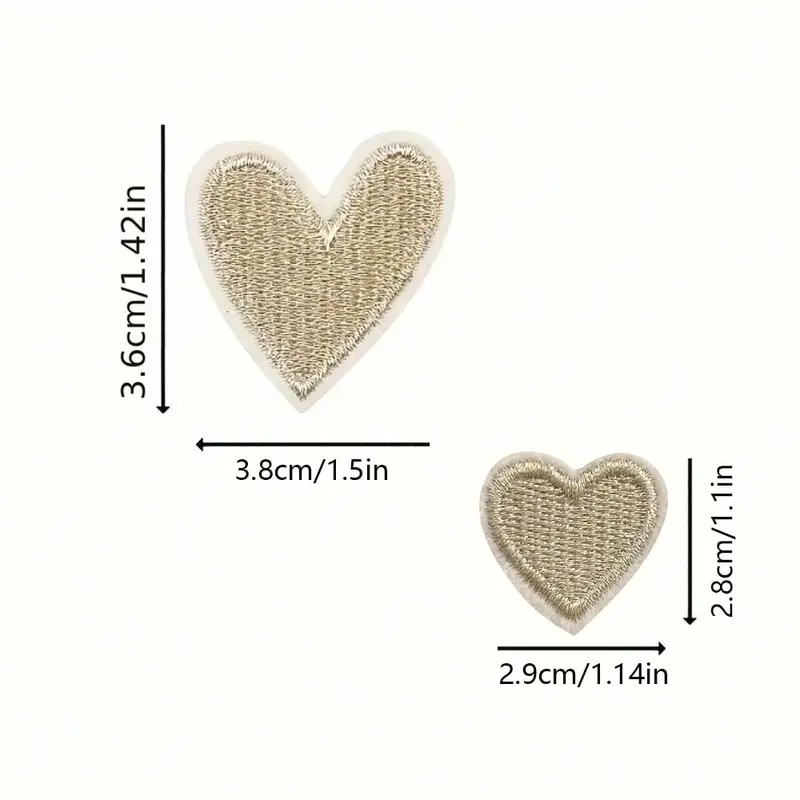 5/10pcs Golden Heart Embroidery Patches, Iron-On/Sew-On Appliques For DIY Clothing And Fabric Crafts Embroidery Kit Sewing Accessories 1
