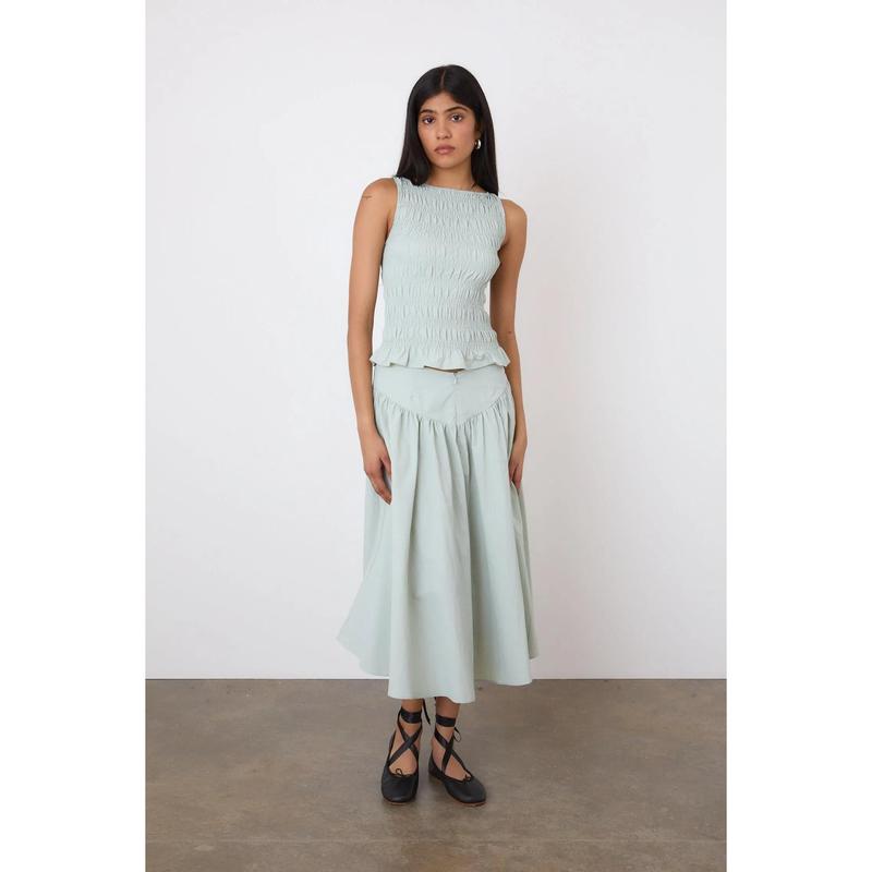 The Deba Midi Skirt, Oyster 2