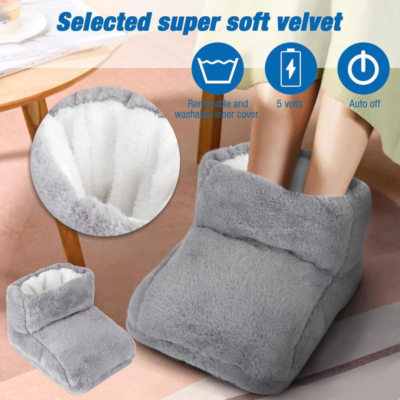 Winter USB Warmer Foot Shoe Plush Electric Slipper Feet Heated Washable Hot Warm 0