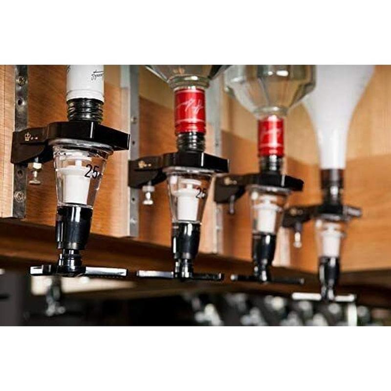 4 Bottle Wall Fixing Bracket + 4 Black 35Ml Optic Spirit Measures Bar Pub 6