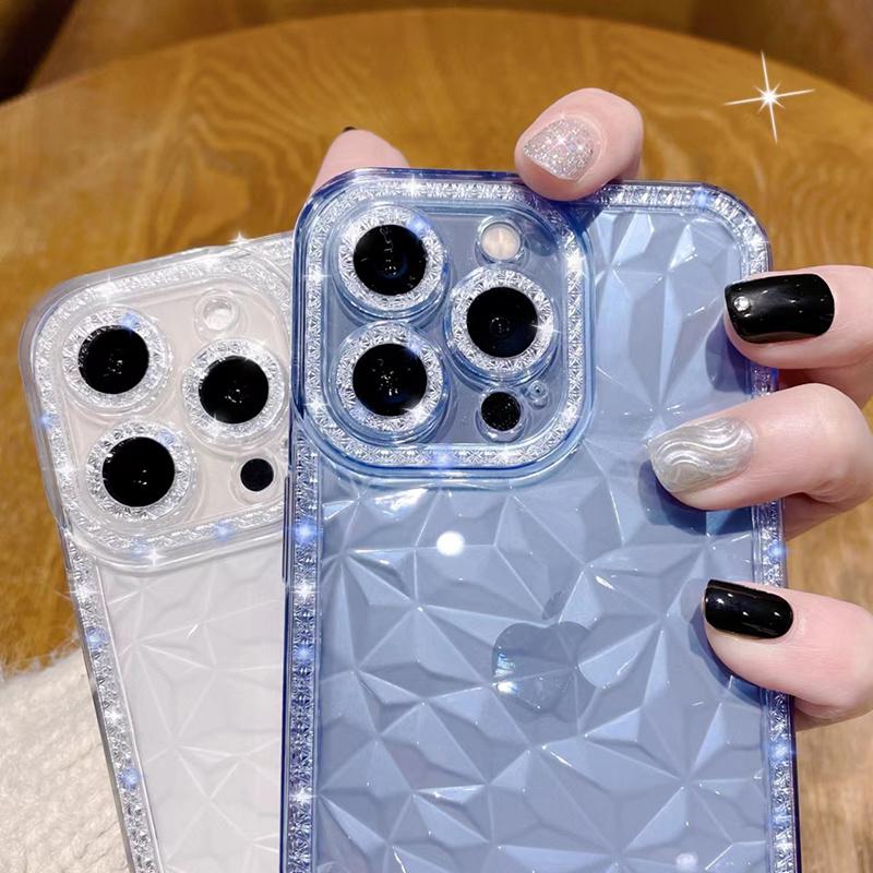 Product Introduction of 「Bubble Phone Case」Luxury Glitter Clear Diamond Texture Phone Case For iPhone 14 13 12 11 Pro Max X XR XS Max 7 8 Plus Lens Protection Soft Cover 6