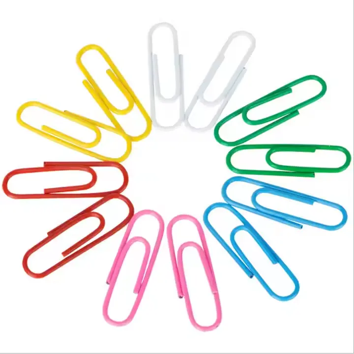 200 Coloured Paper Clips, Plastic Coated Metal Paperclips for Office, School and Document Organizing
