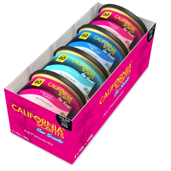 Car Air Fresheners Can, Assorted Scents, Pack of 4, Strong Adjustable Long-Lasting Fragrance, Eliminates Odour